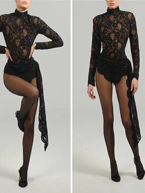 The Dolls House Flora Black Lace Romper Size Medium